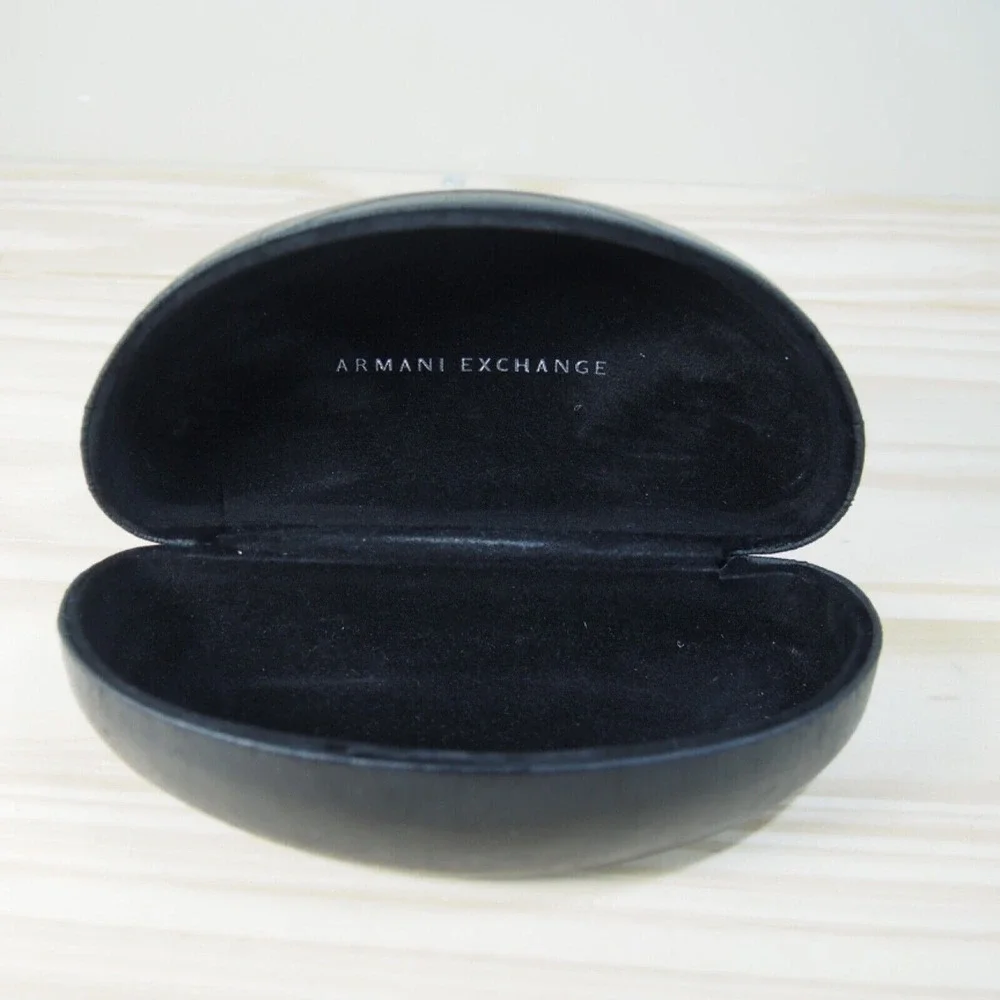 Armani Exchange A/X Hard Sunglasses Glasses Case Black Clamshell Silver Logo EUC